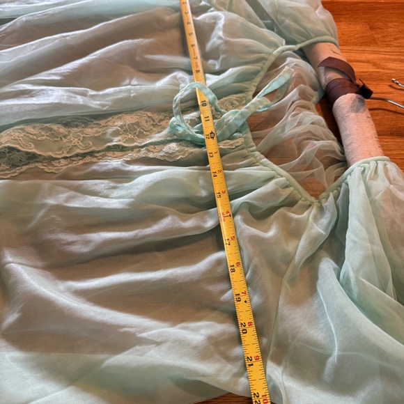 Vintage 60s Lingerie Robe Green Sheer Fairy Retro Peignoir Women Medium/Large. - Picture 7 of 8